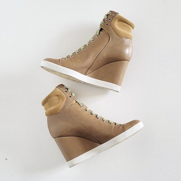 See by Chloé Gondola Leather Lace-up Wedge Sneaker Ankle Shoes - Size 37.5 - Picture 7 of 13